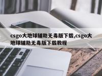 csgo大地球辅助无毒版下载,csgo大地球辅助无毒版下载教程